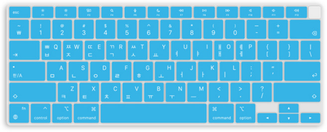 카라스 맥북 에어 13 레티나 2018년형 MVFN2KH/A용 글자인쇄 칼라 키스킨, BLUE, 1개