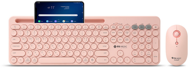 이큐메딕 항균 거치형 3채널 멀티페어링 키보드 + 마우스 세트, 핑크, Sanitize-BS3, 일반형