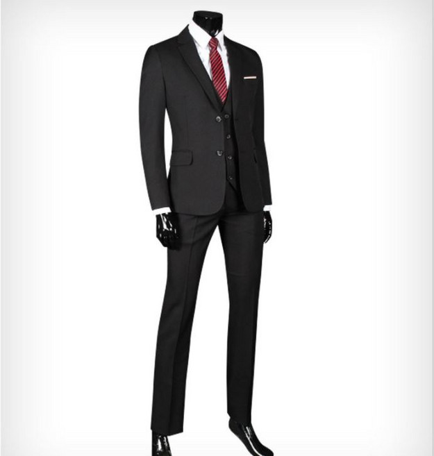 제제옴므 남성용 블랙스판 캐주얼 투버튼 정장수트 + 행거칩 세트