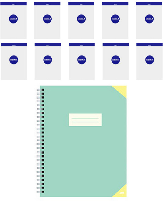 더블에이 노트패드 룰드 10p + 좌철 심플 노트 세트, 랜덤발송(좌철 심플노트), 1박스