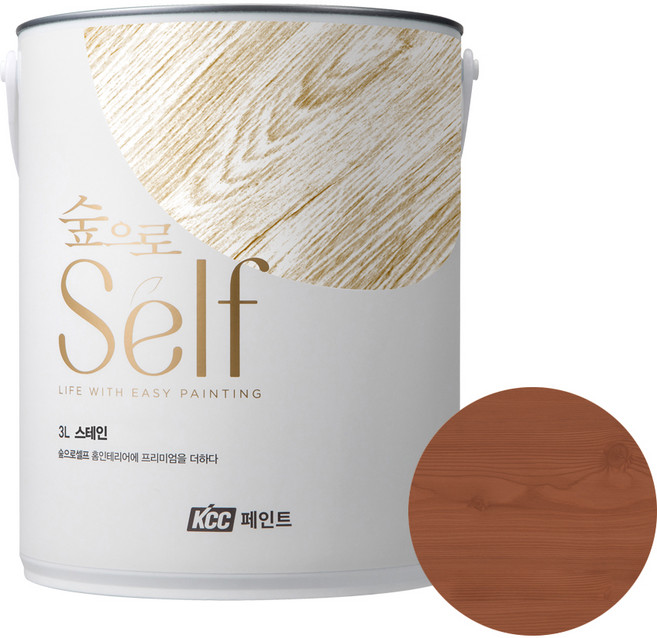 KCC숲으로 셀프 스테인 목재용 수성 페인트 무광, 마호가니, 3L, 1개