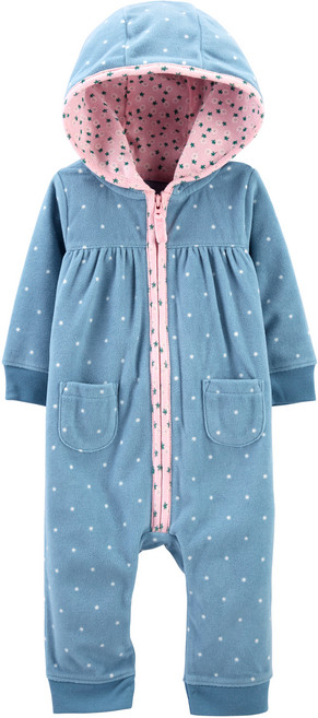 印花連帽拉鍊連身衣 F21 G款