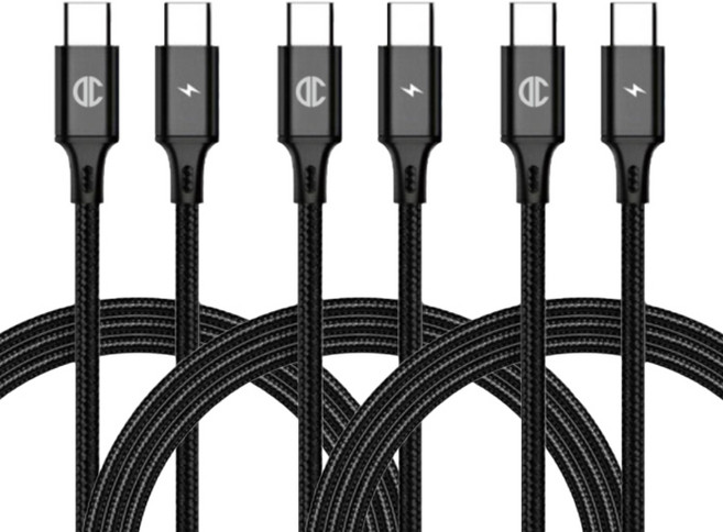 디씨네트워크 페브릭 C to C PD 고속 충전케이블 60W, 3m, BLACK, 3개