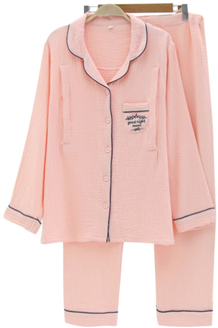 에스텔라 심플 포켓 자수 임산부 잠옷 상하의 세트