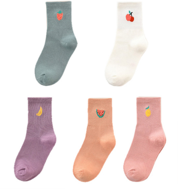 제이셀 여아용 상큼 과일 골지 양말 J09 5종 세트