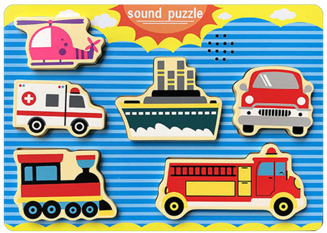 Kes.B 有聲立體拼圖 交通工具 2239, 1個, 6片, 混和顏色
