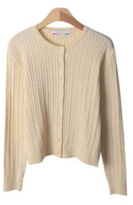 린다샵 여성용 꽈배기 라운드 니트 가디건 CD1828K21