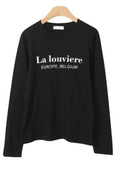 린다샵 여성용 레터링 긴팔 티셔츠 T8753K21