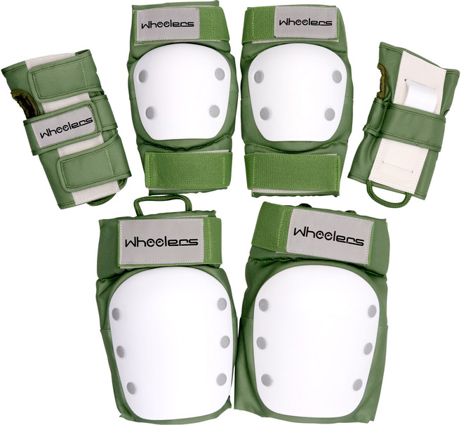 휠러스 스케이트보드 보호대 좌우 3종 세트, 올리브, 1세트