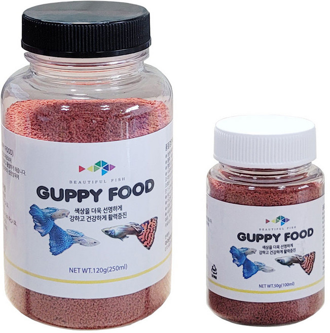 레인보우 구피 비트 사료 250ml + 100ml 세트, 1세트, 350ml