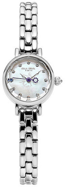 폴브리알 여성용 PB8030WS09 탄생석 9월 사파이어 쿼츠 메탈시계 20mm