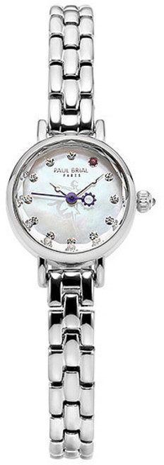 폴브리알 여성용 PB8030WS01 탄생석 1월 가넷 쿼츠 메탈시계 20mm