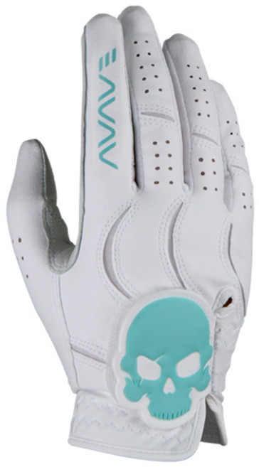 어베이브 여성용 스컬로고 반양피 골프장갑 오른손용, 화이트