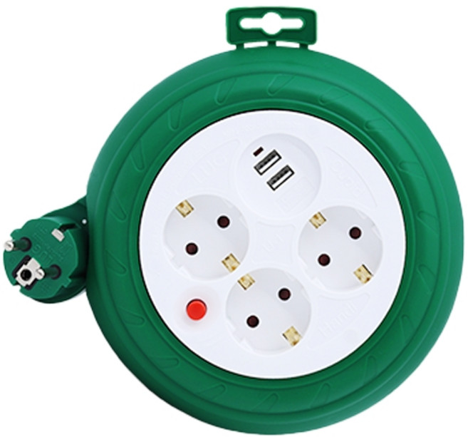 러그박스 USB 멀티릴선 멀티탭 1.0SQ, 3m, 그린, 1개