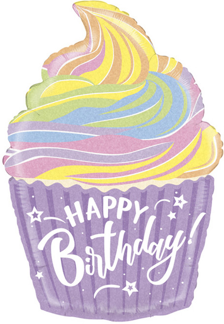 GRABO 파스텔생일컵케익 은박풍선, 혼합색상, 1개