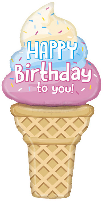 그라보벌룬 은박풍선 스페셜 딜리버리팩 초대형 생일아이스크림 1.5m, 혼합색상, 1개