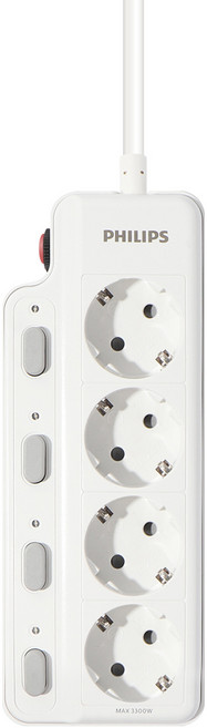 필립스 스위치 탑재 멀티콘센트 4구, 3m, 1개