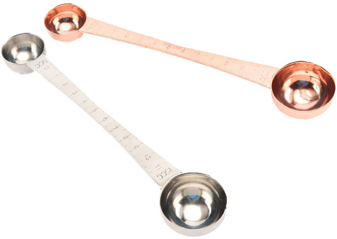 이홈베이킹 눈금 양면 계량스푼 스텐 + 로즈골드, 1세트