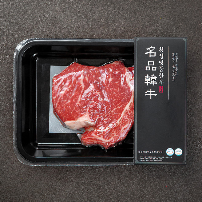횡성명품한우 1+등급 숙성등심 스테이크용 (냉장), 250g, 1개