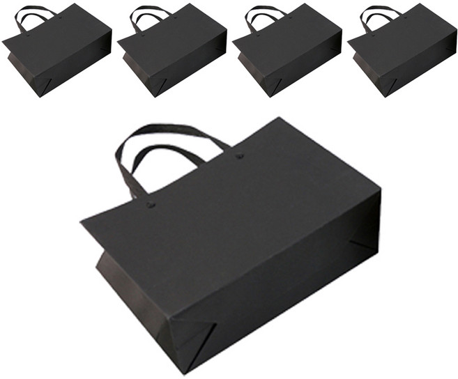 더깔끔 크라프트 무지 종이쇼핑백 5개, 블랙, 1개