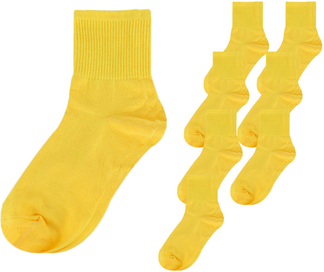 여성용 알록달록 비비드 형광 네온 무지 하프골지 단목 양말 8켤레