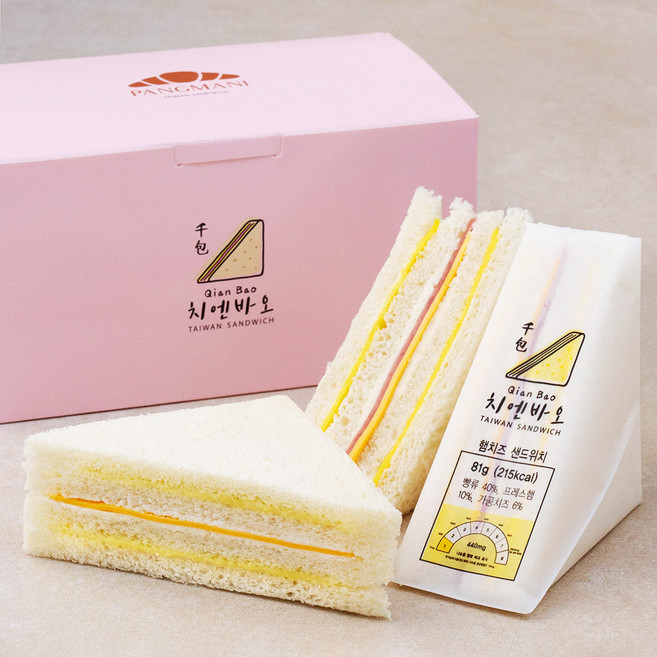 치엔바오 대만식 샌드위치 햄치즈 81g x 4개 + 카야 57g x 4개, 552g, 1세트