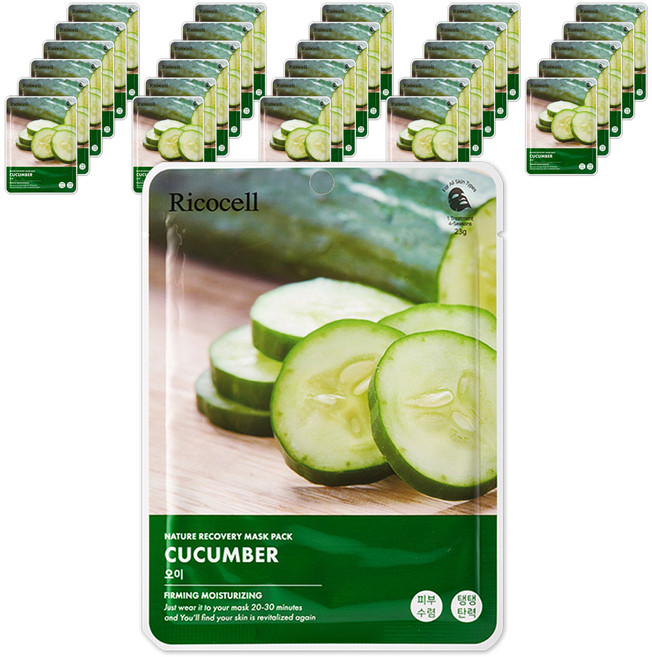 리코셀 네이처 리커버리 마스크팩 오이 23g, 30개, 1개입