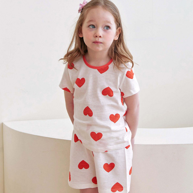 메이키즈 아동용 통기성 레드하트 5부 쟈가드 내의