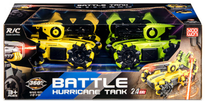 유원 허리케인 배틀 탱크 어린이 RC 자동차, 혼합색상, 1개