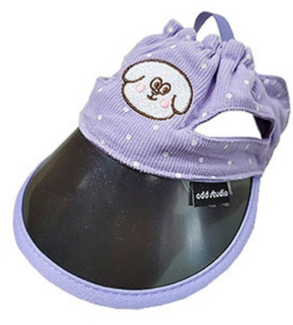 오드스튜디오 반려동물 또또또 오댕 도트 퐁당 기모 썬캡, purple, 1개