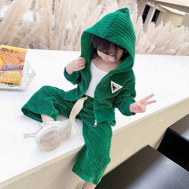 오렌지다몸 아동용 세모 후드집업 바지세트