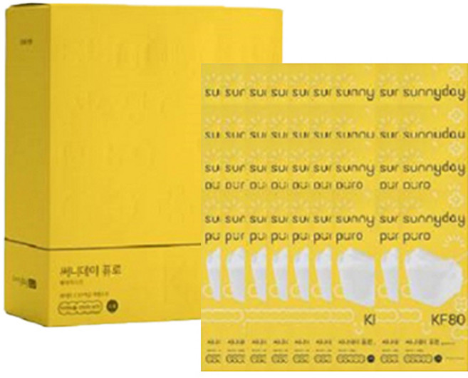 SUNNYDAY 퓨로 황사마스크 소형 KF80, 50개입, 1개, 화이트