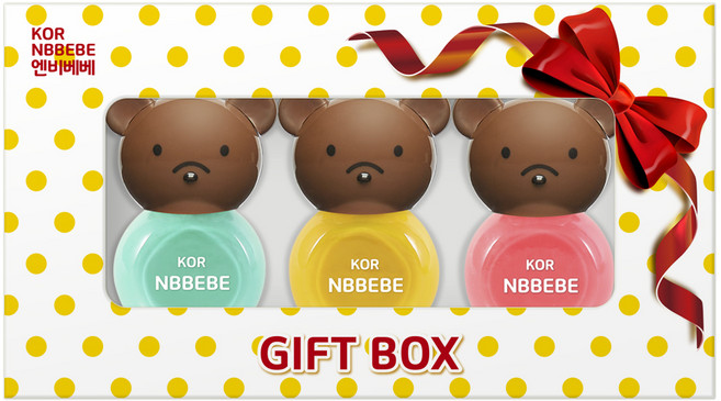 엔비베베 어린이 매니큐어 3종 선물세트, 퍼니핑크 + 퍼니민트 + 비비드옐로우, 1개