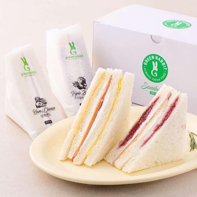 그린래빗 대만식 샌드위치 삼색샌드 80g x 4입 + 트리플베리샌드 70g x 4입, 600g, 1세트