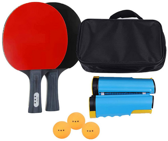 고나비 원터치 탁구 라켓 네트 세트 블루, 1개