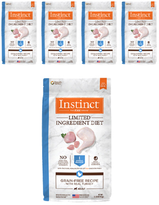 인스팅트 어덜트 LID 독 키블 사료, 칠면조, 1kg, 5개