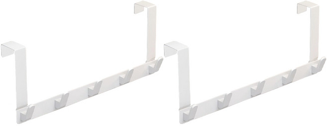 모던 노펀치 도어 후크 5구 18 x 44.5 cm, 화이트, 2개