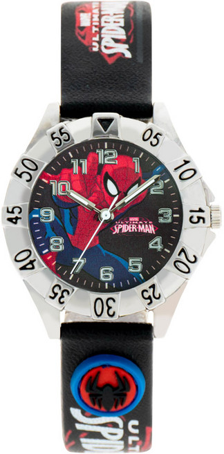 SIMPLELIFE 마블 남아용 스파이더맨 가죽밴드 손목시계 소형 MA001 SPBK
