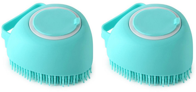 펫코노미 반려동물 실리콘 스크럽 샤워 브러쉬, 민트, 2개