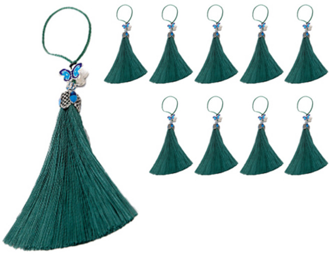 인디케이 은장 나비태슬, 녹색, 10개