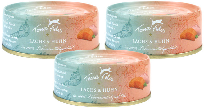 테라펠리스 고양이 캔사료, 닭+연어, 80g, 3개