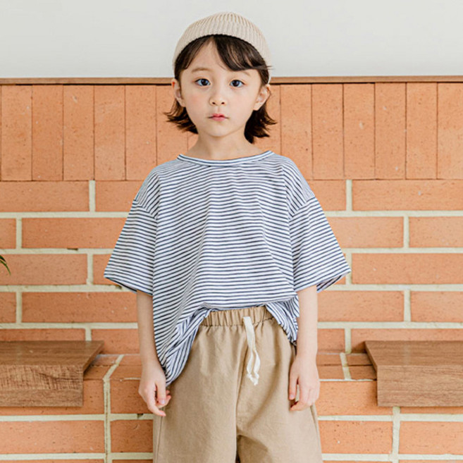 바오밥나무 아동용 비타 스트라이프 싱글 반팔티