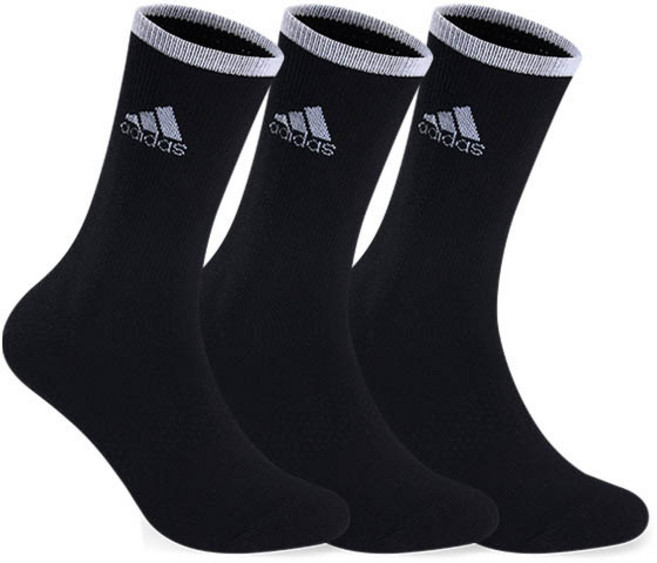 adidas 愛迪達 男款領口撞色中筒襪 3雙入, 黑色