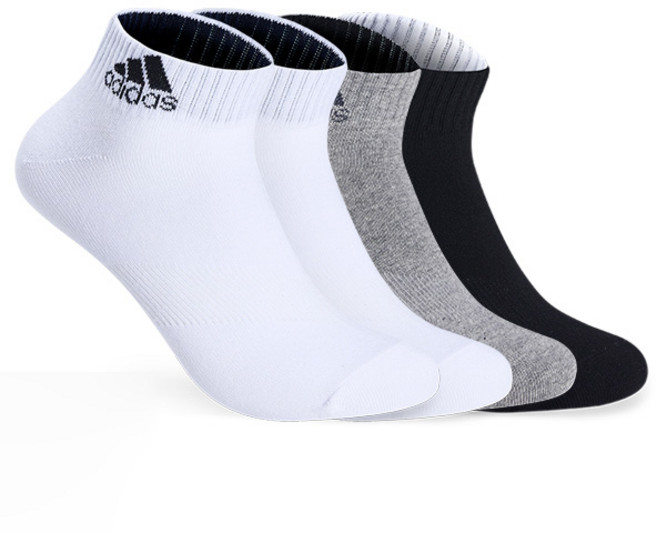 아디다스 미들조직 발목양말, 화이트 + 그레이 + 블랙, 4개