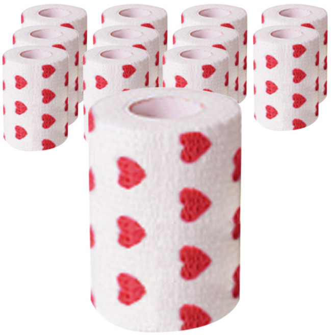 강아지 자가접착 일회용 신발 붕대 화이트 하트 7.5cm, 12개