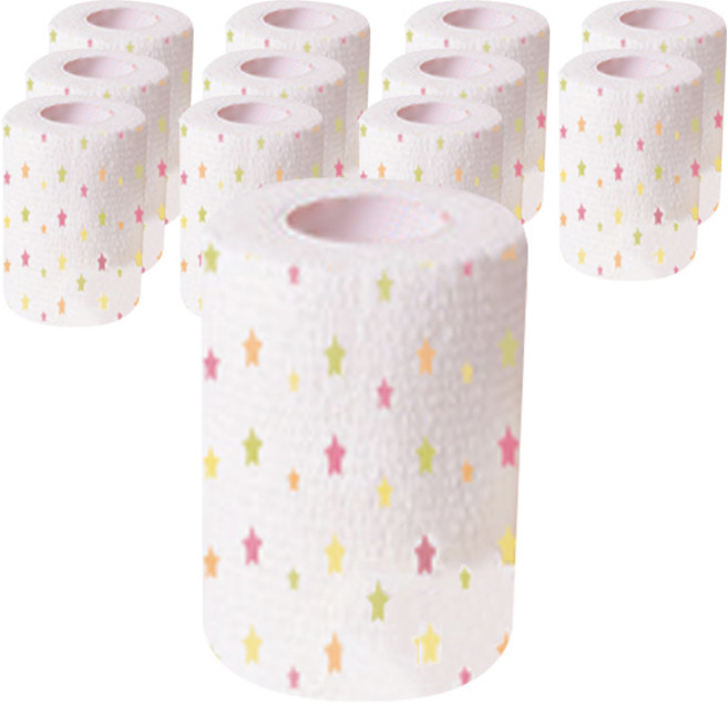 강아지 자가접착 일회용 신발 붕대 화이트 별 7.5cm, 12개