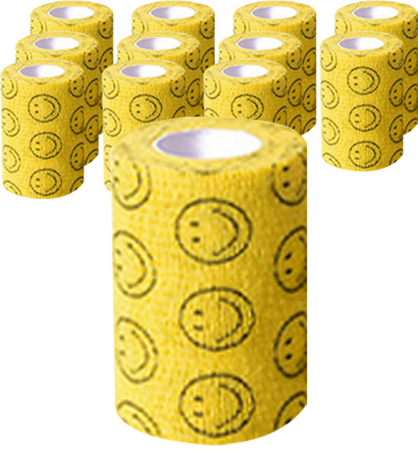 반려동물 일회용 신발 자가접착 붕대 옐로우스마일 7.5cm, 12개