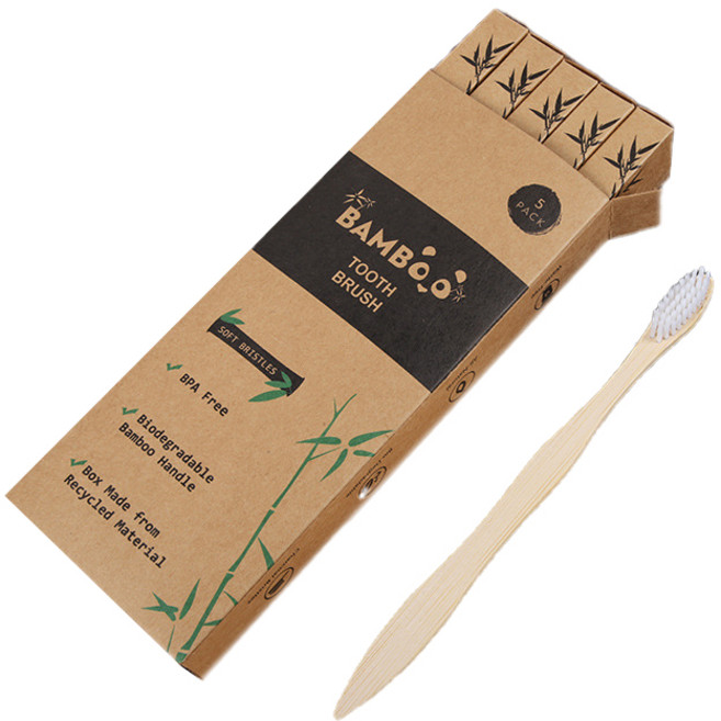 나음다름 제로웨이스트 미세모 대나무 칫솔 흰색, 1개, 5개입