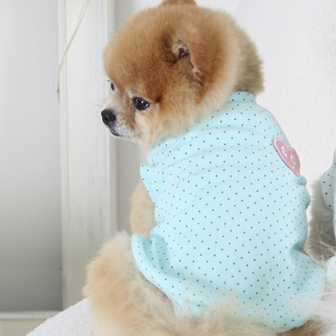 에이미러브즈펫 반려동물 하트도트 티셔츠, 민트, 1개