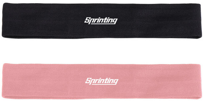 스프린팅 헤어밴드 4cm 2종 세트, 블랙, 핑크, 1개